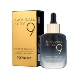 Сыворотка для лица антивозрастная с экстрактом чёрной улитки и 9 пептидами "FarmStay Black Snail & Peptide 9 Perfect Ampoule" 35 мл.